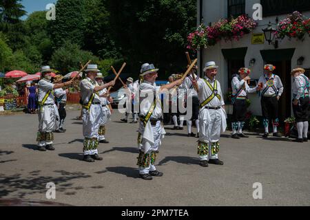 Morris Dancers dancing, The Windmill Public House, Chipperfield, Hertfordshire, England, United Kingdom Stock Photo