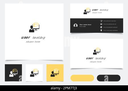 User testing logo design with editable slogan. Branding book and business card template. Stock Vector