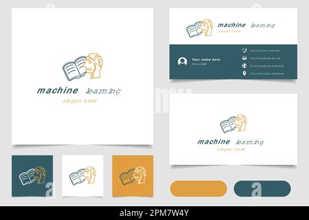Machine learning logo design with editable slogan. Branding book and business card template. Stock Vector