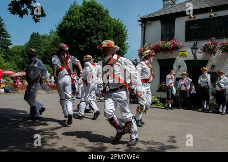 Morris Dancers dancing, The Windmill Public House, Chipperfield, Hertfordshire, England, United Kingdom Stock Photo