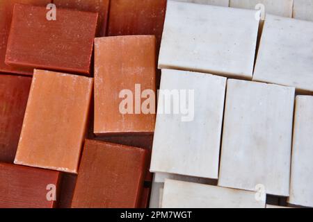 Handmade soap bars. Natural aromatherapy cosmetics. Organic products Stock Photo