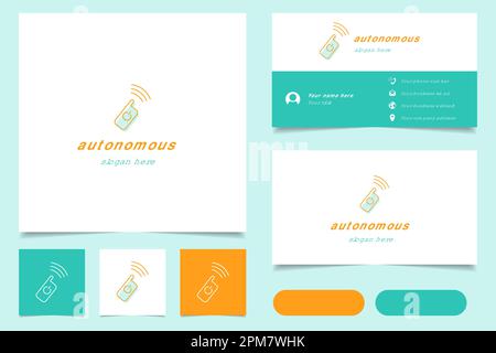 Autonomous logo design with editable slogan. Branding book and business card template. Stock Vector