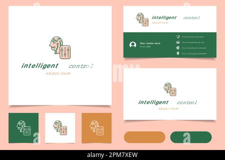 Intelligent control logo design with editable slogan. Branding book and business card template. Stock Vector