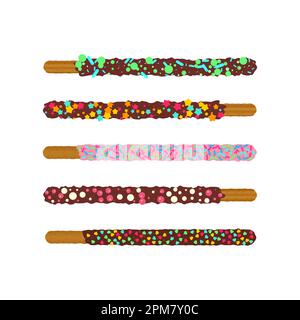 Frosted chocolate chip cookie sticks in sprinkles Stock Vector