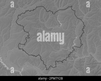 Kharkiv, region of Ukraine. Grayscale elevation map with lakes and rivers Stock Photo