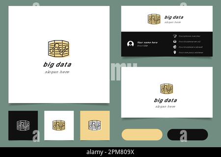 Big data logo design with editable slogan. Branding book and business card template. Stock Vector