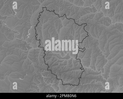 Luhans'k, region of Ukraine. Grayscale elevation map with lakes and rivers Stock Photo