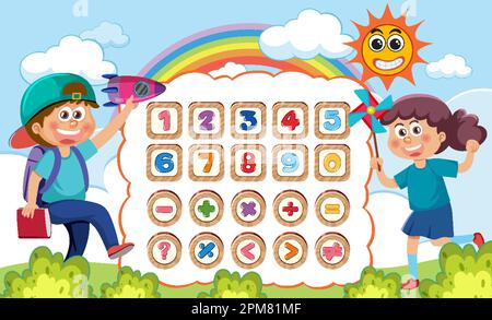 Fun Numbers and Symbols for Children illustration Stock Vector