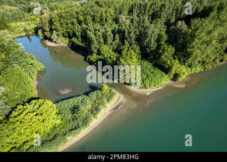 France, Isere, French Haut Rhone Nature Reserve, Grand Brotteau island (aerial view) Stock Photo