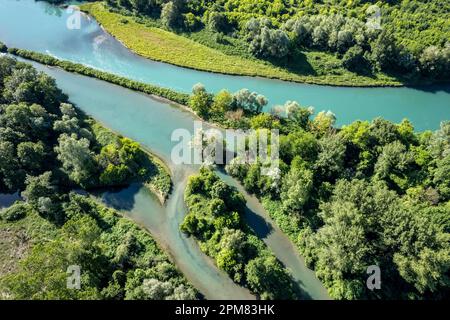 France, Isere, French Haut Rhone Nature Reserve (aerial view) Stock Photo