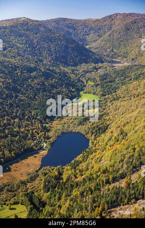 France, Haut Rhin, Doller valley, Sewen, Sewen lake at the foot of the ...