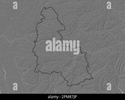 Sumy, region of Ukraine. Bilevel elevation map with lakes and rivers Stock Photo