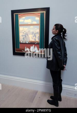 London, UK. 12th Apr, 2023. Unveiled in London, Modern and Contemporary masterpiece Rene Magruitte Le Domeine D'arnheim 1949, Est $15-$25 Million Over $250 Million worth of art on display at the New Bond Street Galleries. Credit: Paul Quezada-Neiman/Alamy Live News Stock Photo