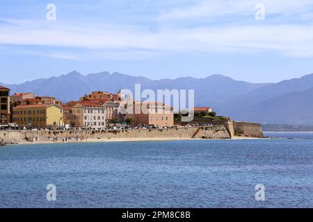 Old town and Citadelle, from Boulevard Pascal Rossini, Ajaccio, Corse-du-Sud, Corsica, France, Mediterranean Sea, Europe Stock Photo