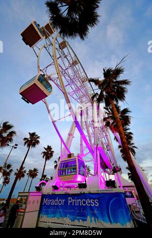 Malaga Benalmadena Mirador Ferris Wheel at twilight 42 glazed  cabins 8 passengers each taking 15 minutes Stock Photo