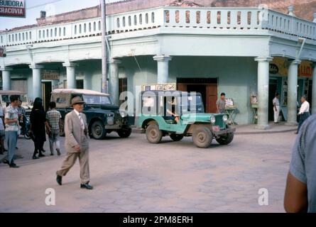 Downtown Santa Cruz Bolivia in 1968. Most traffic on the streets are