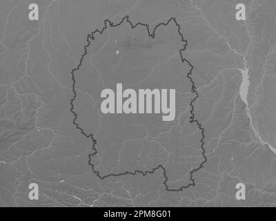 Zhytomyr, region of Ukraine. Grayscale elevation map with lakes and rivers Stock Photo