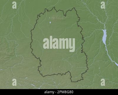 Zhytomyr, region of Ukraine. Elevation map colored in wiki style with lakes and rivers Stock Photo