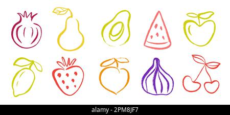 Organic fruit drawing set vector illustration Stock Vector