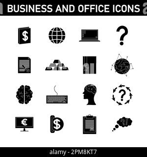 Collection of simple icons on the topic: business and office. Isolated on white background. Stock Photo