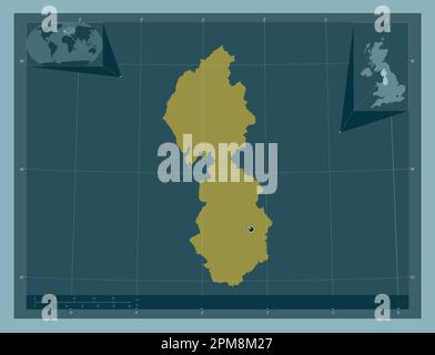 North West, region of United Kingdom. Solid color shape. Corner auxiliary location maps Stock Photo