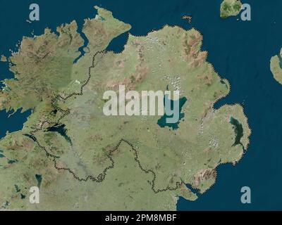 Northern Ireland, region of United Kingdom. High resolution satellite map Stock Photo
