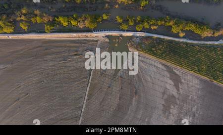 Pajaro, Calif. - March 26: The repaired Pajaro River levee on March 26, 2023. The flood ruined $330,0000 worth of strawberry and Raspberry crops. (Photo by Paul Kuroda for The Washington Post)s. Paul Kuroda/Alamy Stock Photo Stock Photo