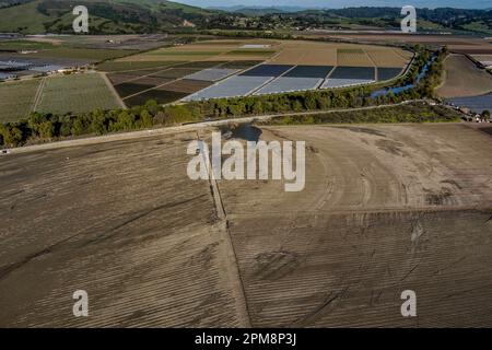 Pajaro, Calif. - March 26: The repaired Pajaro River levee on March 26, 2023. The flood ruined $330,0000 worth of strawberry and Raspberry crops. (Photo by Paul Kuroda for The Washington Post)s. Paul Kuroda/Alamy Stock Photo Stock Photo