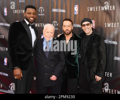 BURBANK, CALIFORNIA - APRIL 11: (L-R) Everett Osborne, Richard Dreyfuss, Jeremy Piven and Martin Guigui attend the Los Angeles premiere of 'Sweetwater' at Steven J. Ross Theatre on the Warner Bros. Lot on April 11, 2023 in Burbank, California. Credit: Jeffrey Mayer/JTMPhotos/MediaPunch Stock Photo