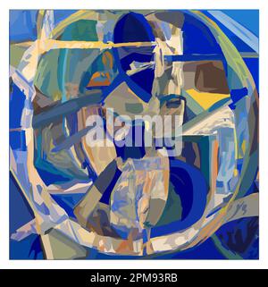 Original and Colorful modern composition in blue - vector illustration (Ideal for printing, poster or wallpaper, house decoration) Stock Vector