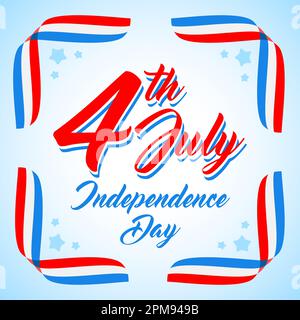 American patriotic background, Independence day 4 th july. Vector illustration. Abstract red-blue-white geometric background with stripes of flags rib Stock Vector