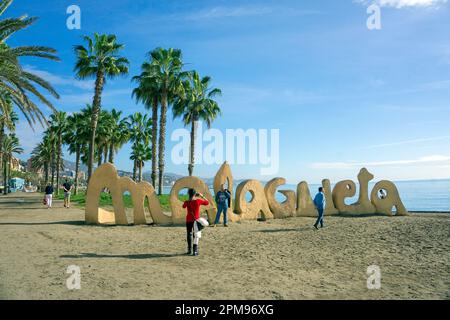 Playa La Malagueta, famous and popular city beach at Malaga, Andalusia, Costa del Sol, Spain, Europe Stock Photo