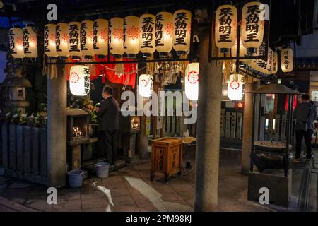 Osaka, Japan - March 23, 2023: Hozenji Temple is a Buddhist temple in the Dotonbori neighborhood of Osaka, Japan. Stock Photo