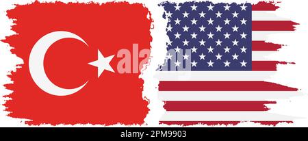 United States and Turkey grunge flags connection, vector Stock Vector