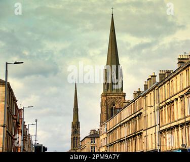 St Mary's Cathedral and LANSDOWNE PARISH CHURCH spires on great western road Stock Photo