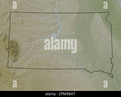 South Dakota, state of United States of America. Elevation map colored in wiki style with lakes and rivers Stock Photo