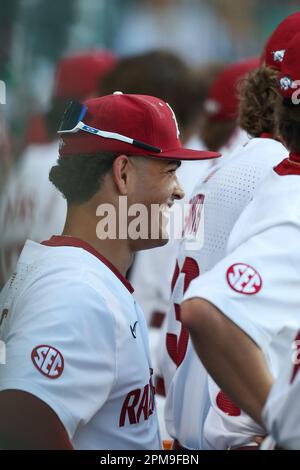 April 2, 2023: The Razorback baseball team gathers prior to them lining ...