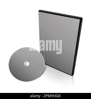DVD box blank template grey for presentation layouts and design. 3D rendering. Digitally Generated Image. Isolated on white background. Stock Photo
