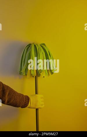 https://l450v.alamy.com/450v/2pm9m27/some-one-holding-a-mop-in-front-of-yellow-background-2pm9m27.jpg