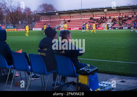 Tallinn, Estonia - April 10, 2023: Ukraine vs Estonia Football