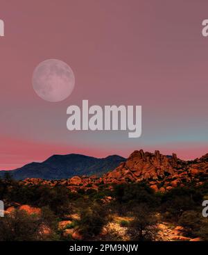 Moon rising Sonora desert in central Arizona USA Stock Photo