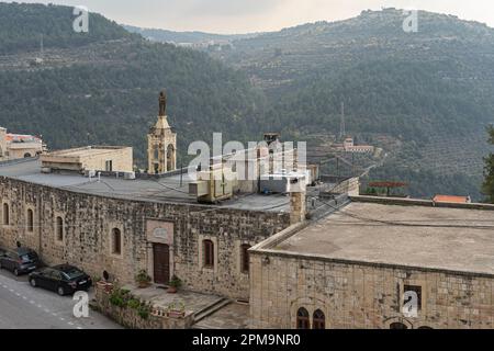 The square and the old mosque in Deir el Qamar, Lebanon Stock Photo