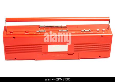The back of Retro portable stereo cassette recorder Stock Photo - Alamy