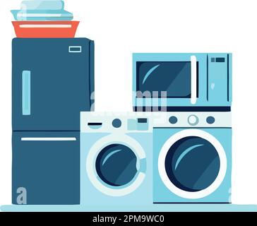 Modern domestic appliances symbolize efficient housework technology Stock Vector