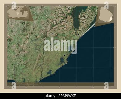 Rocha, department of Uruguay. High resolution satellite map. Locations ...