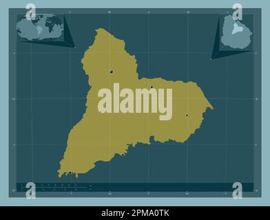 Tacuarembo, department of Uruguay. Solid color shape. Locations of major cities of the region. Corner auxiliary location maps Stock Photo