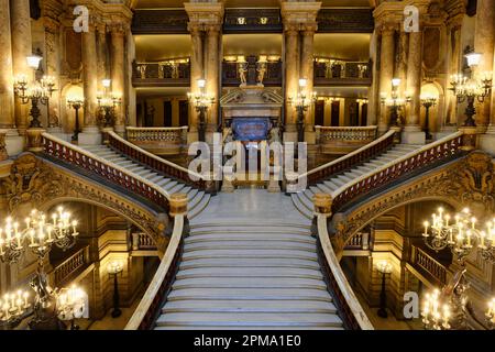 Opera Garnier, Grand Staircase, Paris, France Stock Photo