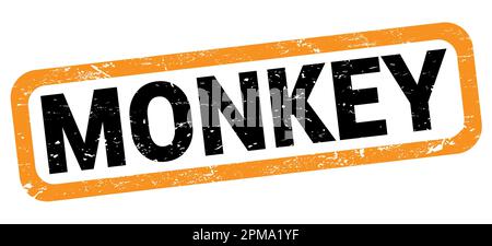 MONKEY text written on orange-black rectangle stamp sign. Stock Photo