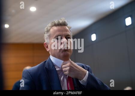 Marseille, France. 08th Apr, 2023. Fabien Roussel is seen before entering the congress auditorium. The 39th Congress of the French Communist Party (PCF) takes place in Marseille from 7 to 10 April 2023. It reappoints Fabien Roussel as its leader. Credit: SOPA Images Limited/Alamy Live News Stock Photo