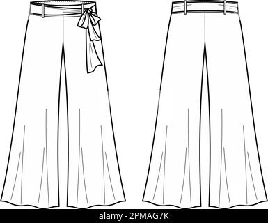 Palazzo trousers for woman. Pants vector pattern for tailor. Technical  design illustration and sketch Stock Vector Image & Art - Alamy